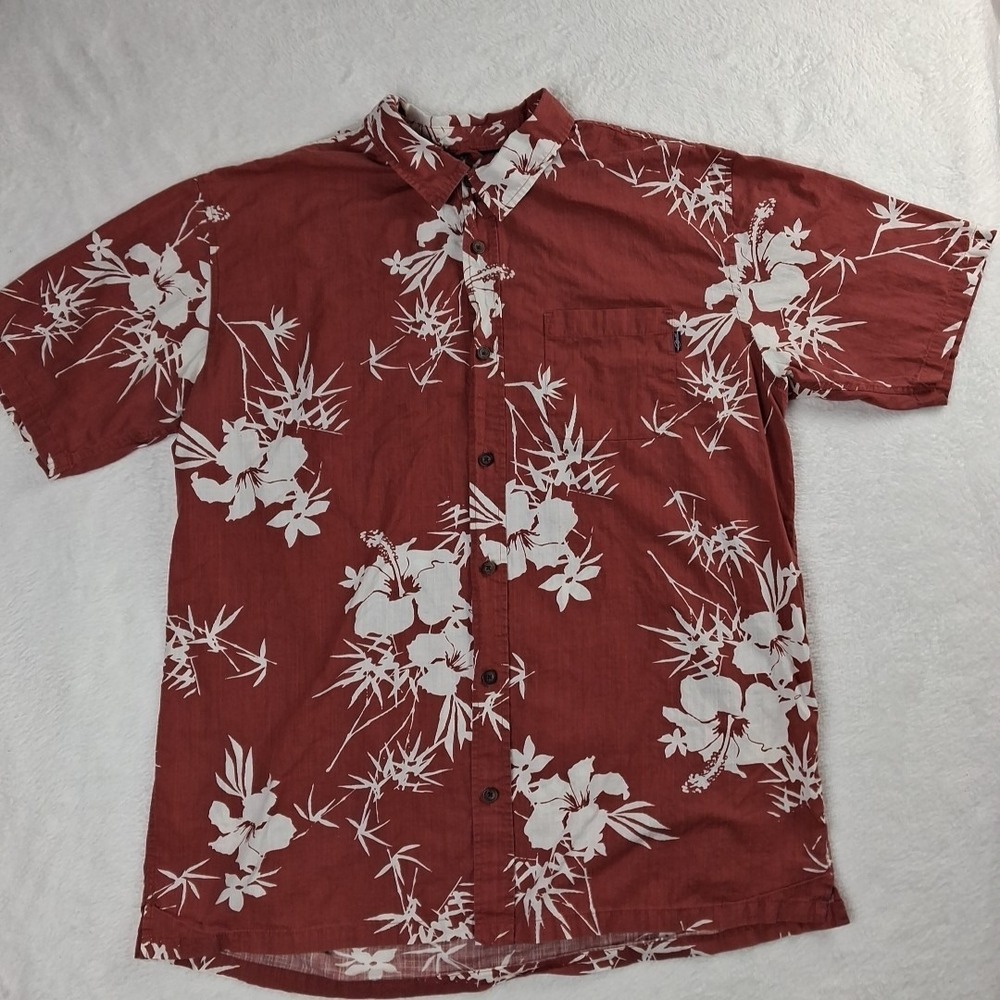 Jack O'Neill Short Sleeve Hawaiian Button Shirt Red Men's Size XL Relaxed Fit